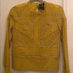 Anthropologie mustard yellow blouse